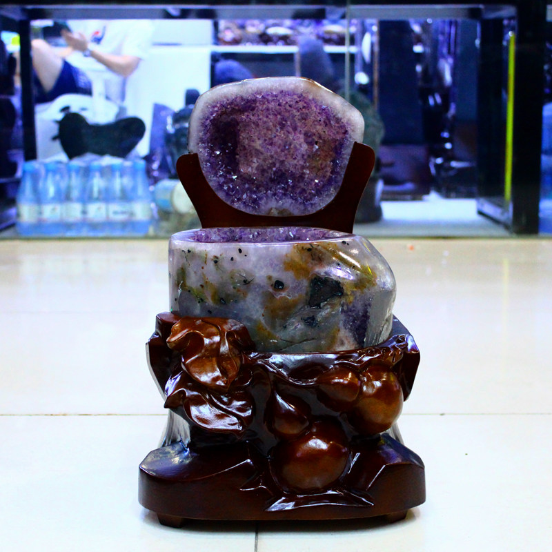 天然紫水晶洞摆件巴西紫晶洞乌拉圭摆件原石聚宝盆高端办公室新家