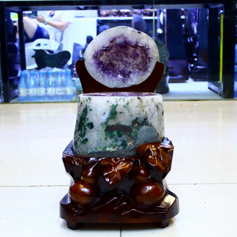 天然紫水晶洞摆件巴西紫晶洞乌拉圭摆件原石聚宝盆高端办公室新家