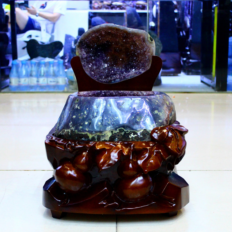 天然紫水晶洞摆件巴西紫晶洞乌拉圭摆件原石聚宝盆高端办公室新家
