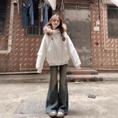 巨好看冬季 棉袄外套 韩系大毛领连帽派克棉服女设计感加厚保暖工装