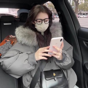 大毛领羽绒棉服女工装 美式 派克服棉衣棉袄加厚外套 新款 张九亿冬季