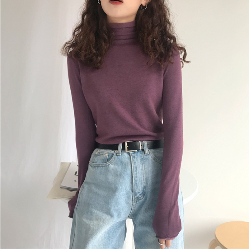 初秋温柔chic风兔绒淡紫色针织衫