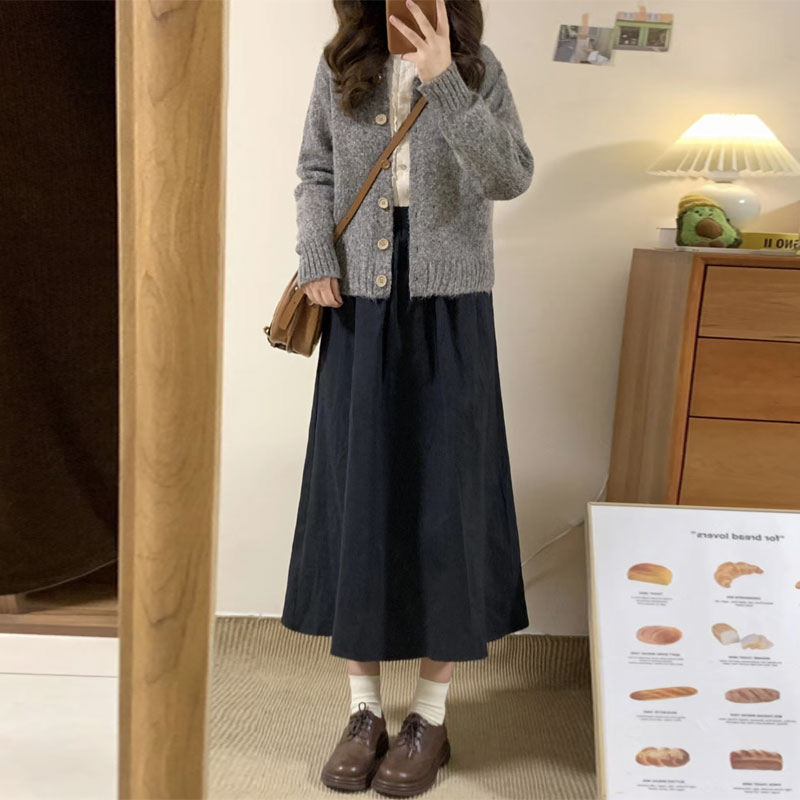 中长款A字裙韩系伞裙半身裙