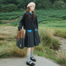 日杂风高级灰毛呢半身裙复古高腰a字裙垂感五分伞裙小个子蓬蓬裙