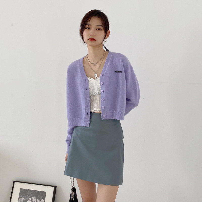 法式少女香芋紫毛衣bmchic针织衫