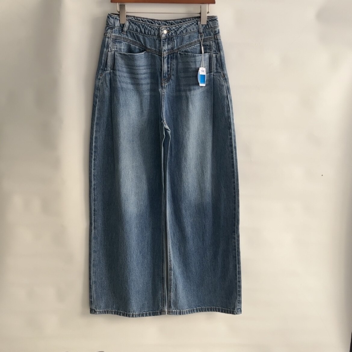 D26/29/30码女士莱赛尔棉丝滑下垂春秋蓝色高腰 阔腿牛仔裤无弹力,女装/女士精品,牛仔裤,淘宝优惠券,粉丝福利购,淘宝优惠卷