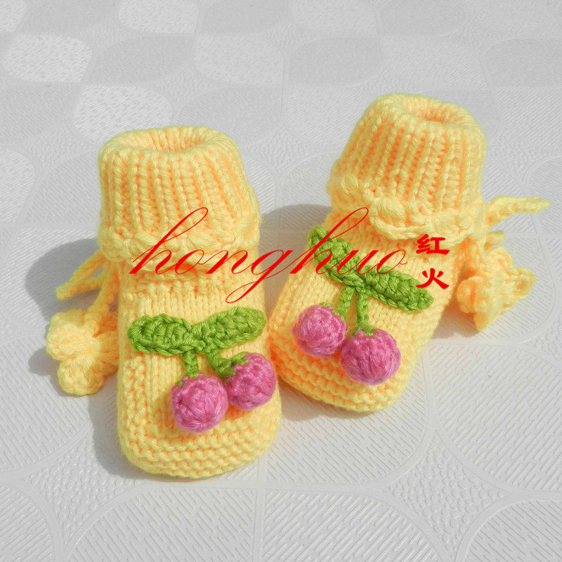 红火手工坊钩针婴儿女宝宝毛线樱桃鞋子编织软底春季秋天可爱草莓