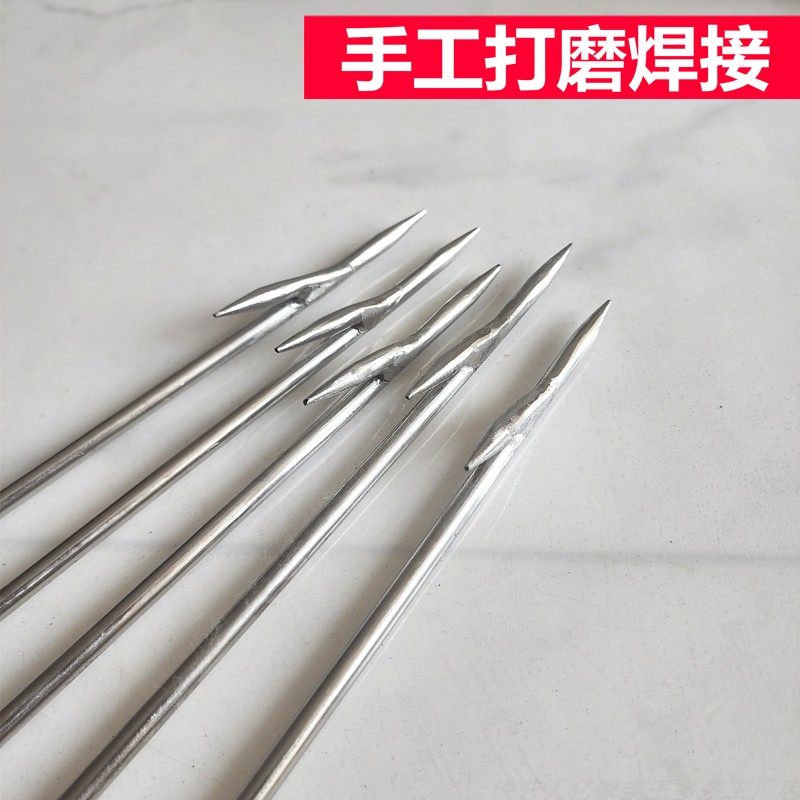 不锈钢倒刺钩尖头直钩锥子抓鱼多功能带倒钩长实心勾手柄t型工具