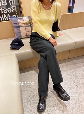 现货 LOW CLASSIC韩国品牌21秋冬 直筒阔腿长裤西裤休闲裤