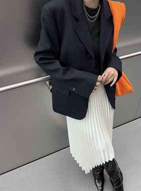 韩国品牌RECTO 22秋款法式度假系带不规则高腰系带百褶半身裙