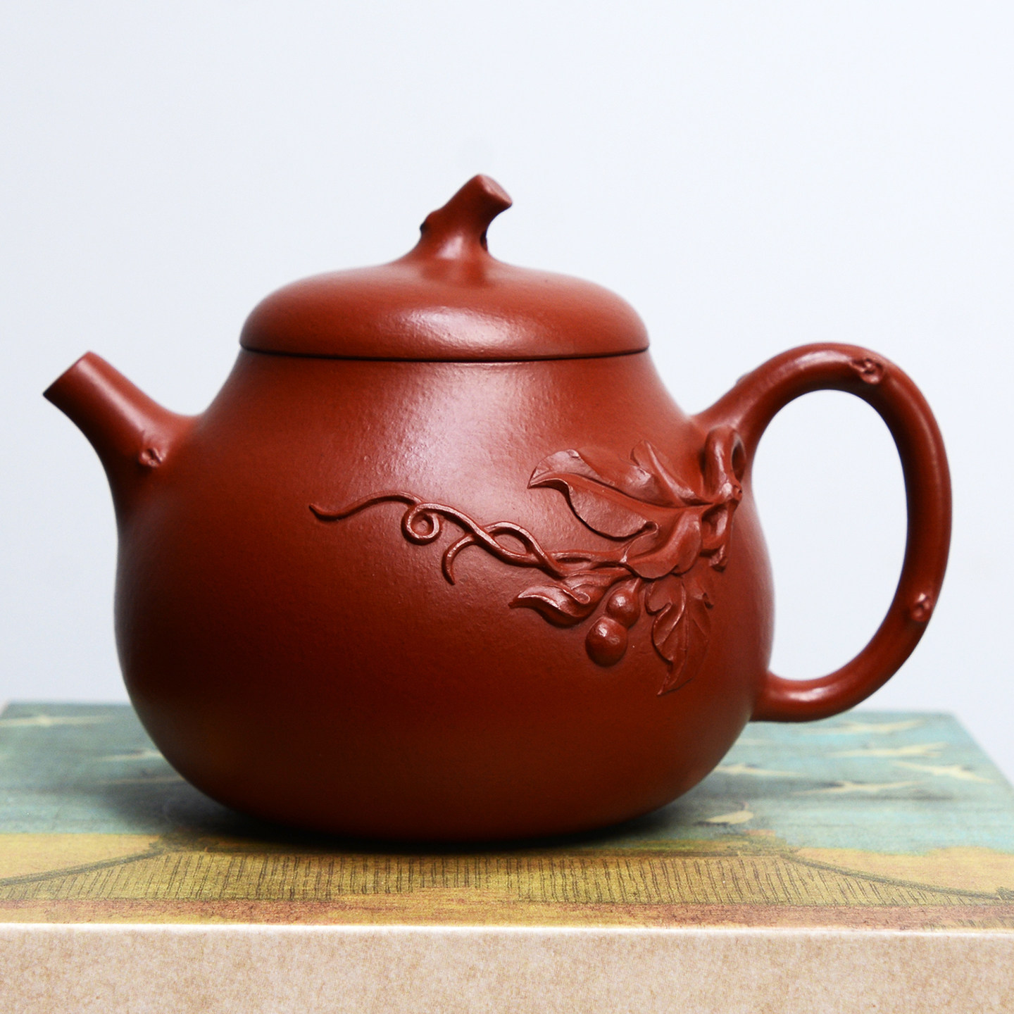 【海庄】礼品茶具宜兴紫砂壶茶壶原矿朱泥全手工花器小品葫芦茄段