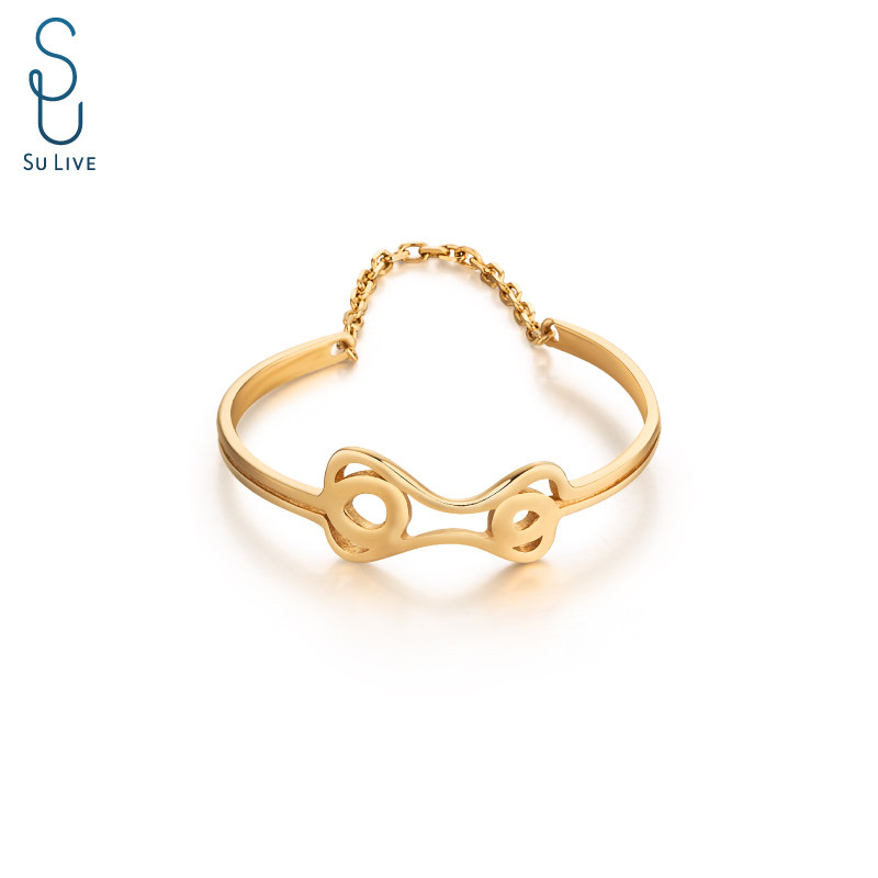 SU live18k金戒指可调节女士个性首饰品原创设计温婉简约时尚现代