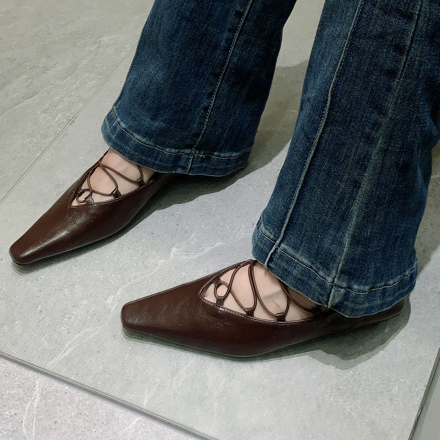 欧美时尚交叉绑带小方头粗跟低跟单鞋瘦脚浅口四季小众皮鞋女鞋子,女鞋,棉鞋,淘宝优惠券,粉丝福利购,淘宝优惠卷