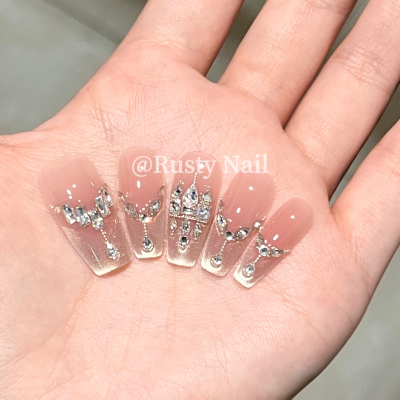 爆闪金色猫眼高级感成品手工美甲