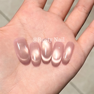 冰透爆闪紫色法式猫眼手工穿戴甲