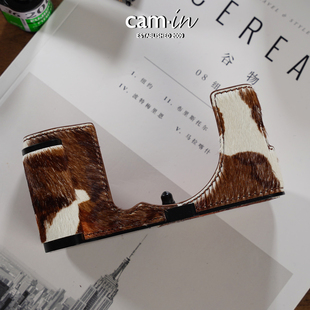 cam·in富士xe5保护套xt50皮套Xt5奶牛纹半套xm5 x100vi手柄底座