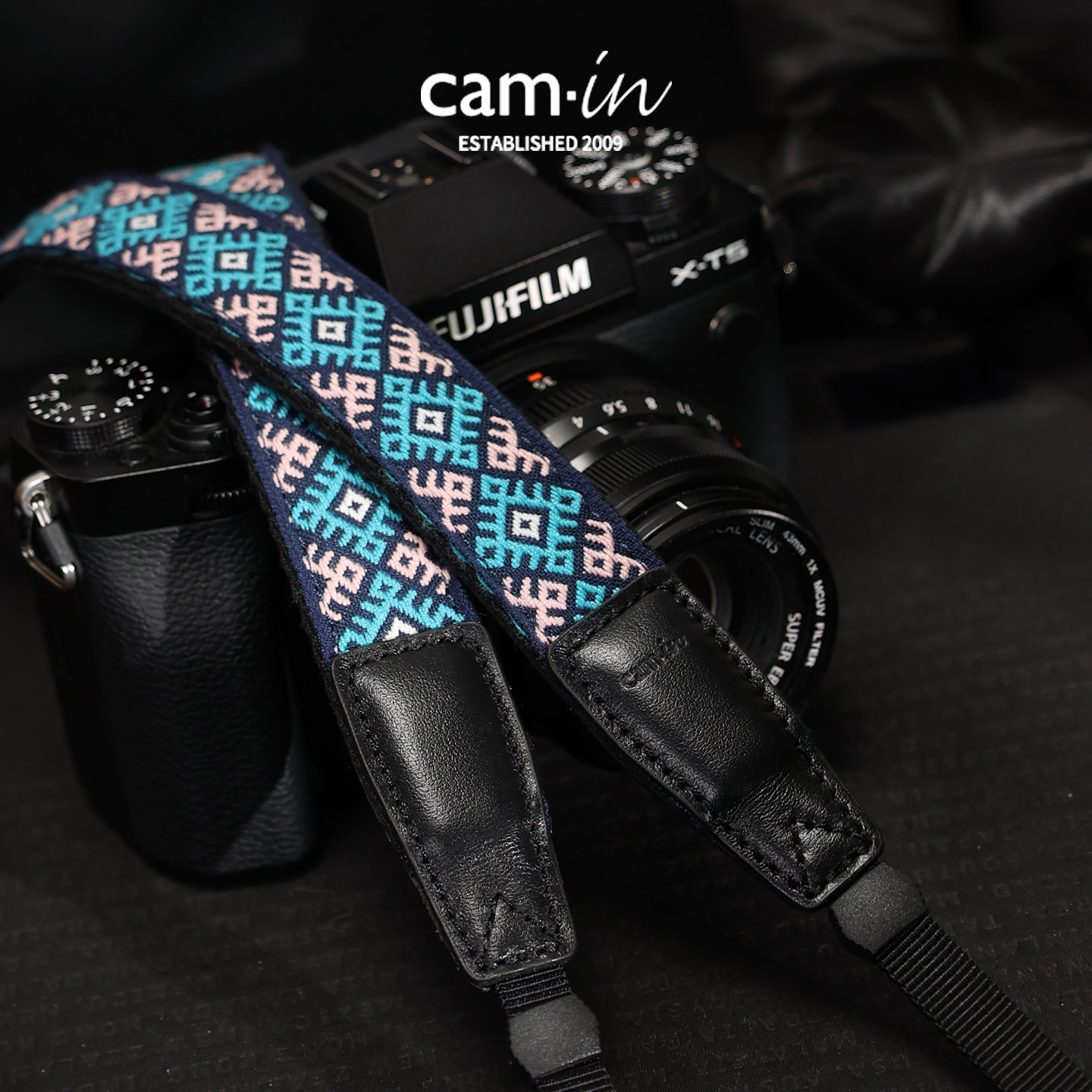 cam·in 相机背带绣花民族风系列适用于佳能尼康索尼微单斜挎肩带