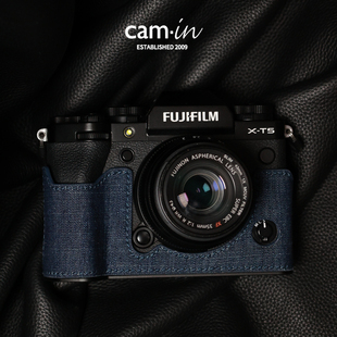 cam·in富士xt5保护套新品 丹宁系列半套牛仔相机包皮套底坐壳配件
