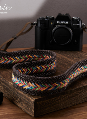 cam-in编织复古相机背带适用于索尼zve10 A7C2尼康Z62富士XM5肩带