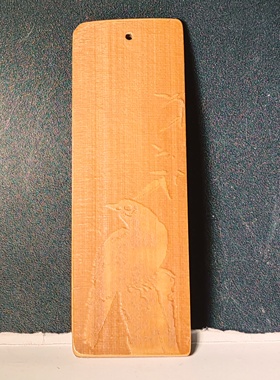 留青竹刻竹雕竹黄片小书签竹报平安报喜鸟文玩文房用品1337号