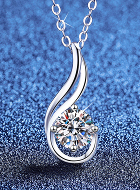 莫桑石1克拉925纯银无限音符水滴小众日韩简约百搭莫桑钻项链