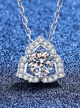 新款莫桑钻石项链s925纯银韩版小清新花朵玫瑰花项链女