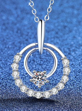 莫桑钻石925纯银镶钻甜美圆形项链女韩版简约ins气质圆环锁骨链