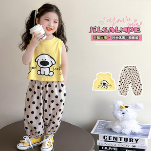 女童夏季背心套装儿童卡通时尚两件套女宝宝洋气时髦防蚊裤薄款潮