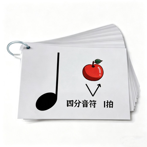 五线谱音符节奏闪卡彩色水果教学