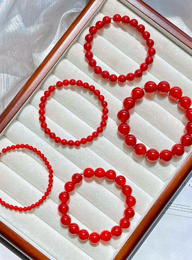 925银7A玻璃体冰透天然红玉髓玛瑙手链手串