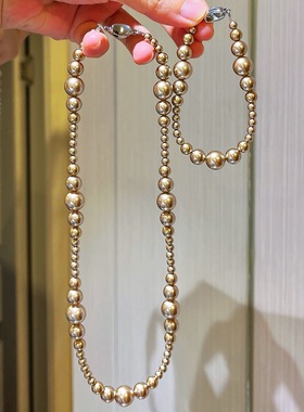 高品美拉德咖啡色施家珍珠手链项链套装