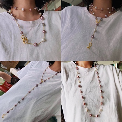 天然淡水珍珠满天星长款毛衣链腰链 时尚百搭气质复古韩版项链