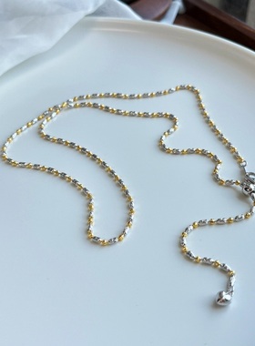 925银60厘米双色电镀可调节橄榄链项链女