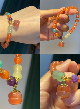 天然南红柿柿事事如意手串手链 小众轻奢复古手链 支持复检