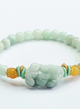 眷钰 天然A货翡翠手串貔貅玉石手链女珠宝工厂直播代发S2120803