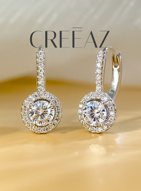 日韩人工培育钻石耳饰s925纯银耳环莫桑石耳钉女气质圆包耳环