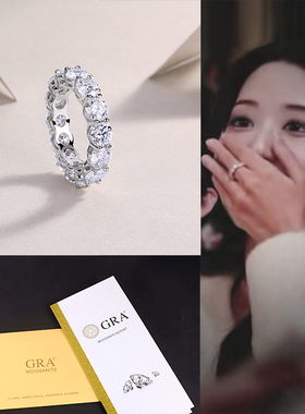 日韩欧美人气简约大气S925银5mm莫桑石豪镶浑身闭口高级感女戒