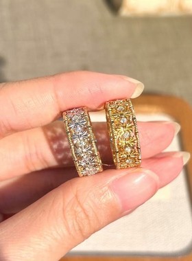 纯银S925鸢尾花十字架戒指小众设计重工手艺高级轻奢精致气质指环