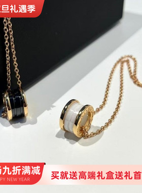 宝家CNC精工925银镀金蛮腰弹簧项链时尚百搭菱角陶瓷镶钻情侣项饰