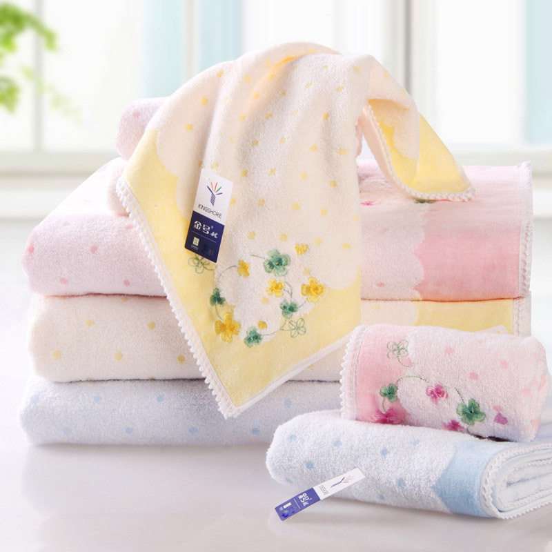 金号g1959wh纯棉三种规格洗浴无捻纱割绒绣花小毛巾方巾浴巾