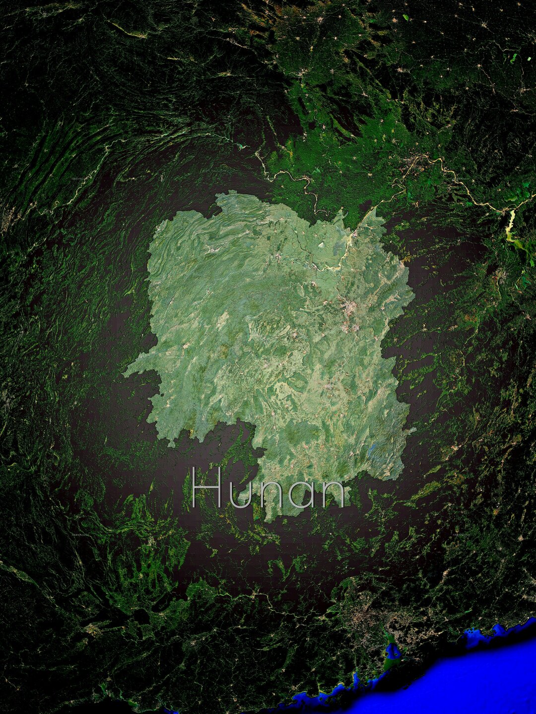 湖南主题地形高反差重彩暗氪金风格渲染超大卫图壁纸