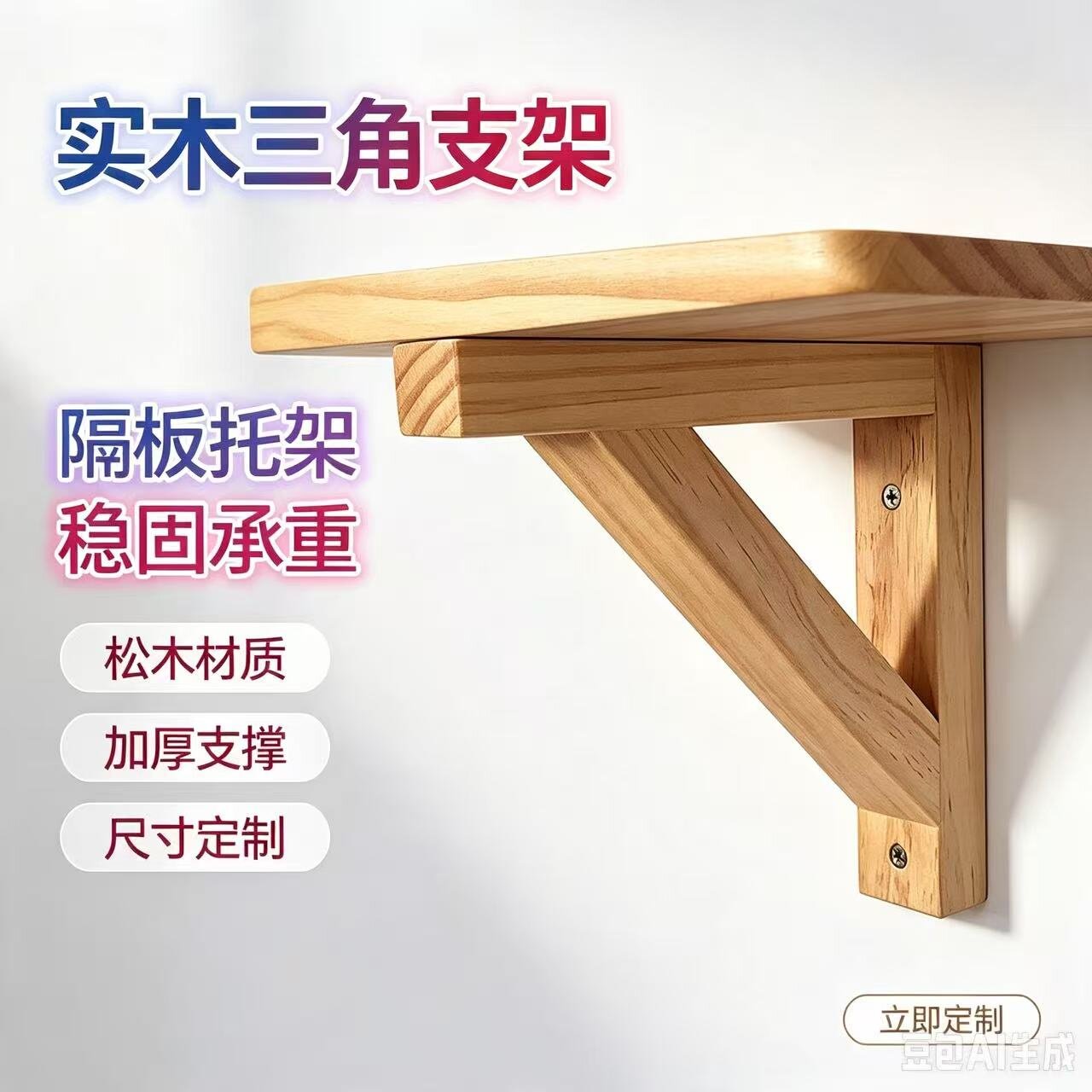 实木三角支架加厚承重可定制图片