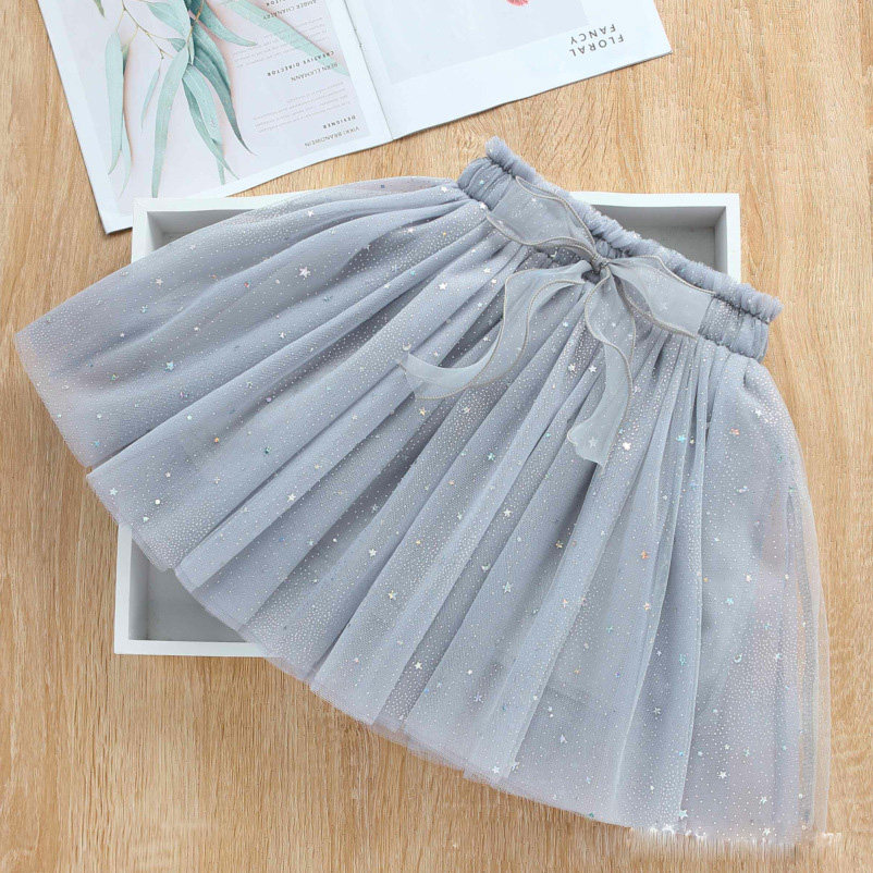 女童蓬蓬裙短裙夏季洋气儿童舞蹈公主纱裙女孩星星亮片网纱半身裙
