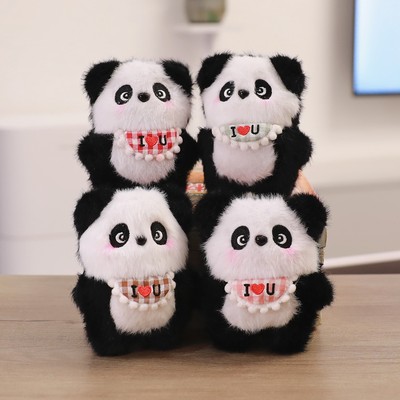 迷你毛绒玩具熊猫公仔可爱玩偶包包挂饰娃娃钥匙扣小挂件女生礼物