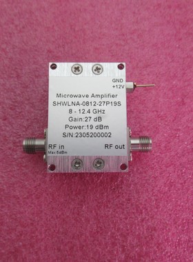 8-12.4GHz 27dB增益 19dBm功率 SMA X波段 射频微波低噪声放大器