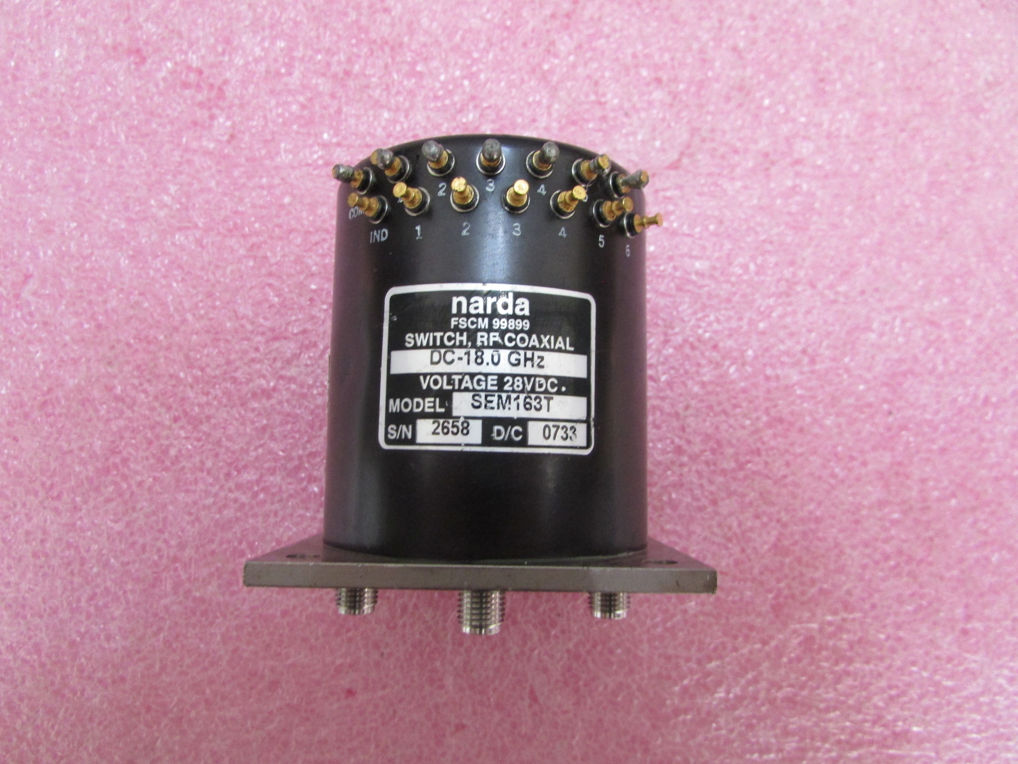 NARDA SEM163T SP6T DC-18GHz 450W  28V SMA 射频 同轴开关