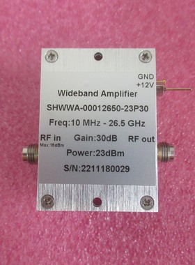 10MHz-26.5GHz 30dB增益 23dBm 2.4mm母 射频 宽带中功率放大器