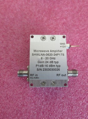 6-20GHz 24dB增益 16dBm功率 SMA头 12V电压 射频微波驱动放大器