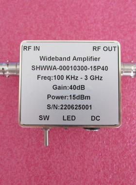 100KHz-3GHz 40dB增益 15dBm功率 BNC母 射频微波宽带放大器