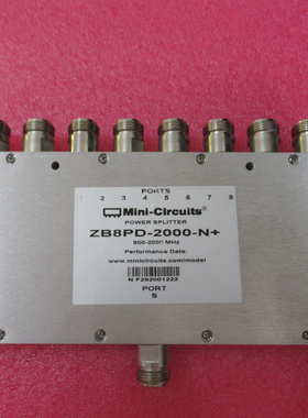 MINI进口 ZB8PD-2000 0.8-2GHz 10W N母 射频微波一分八功分器